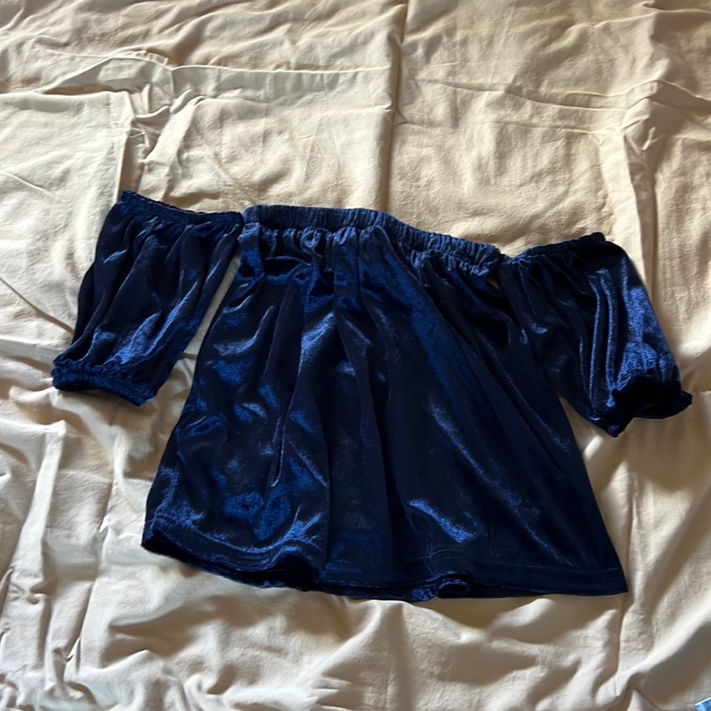 Girls navy off the shoulder top